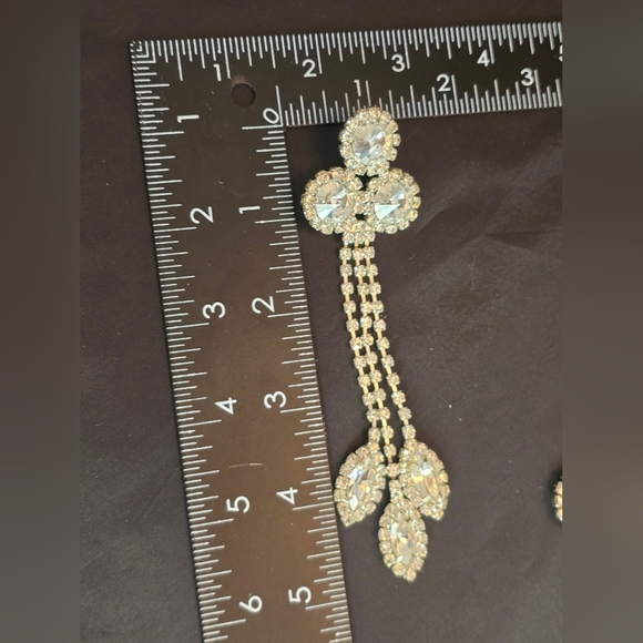Clear Rhinestone Long Drop Earrings – Dramatic Statement Sparkle - Picture 11 of 11